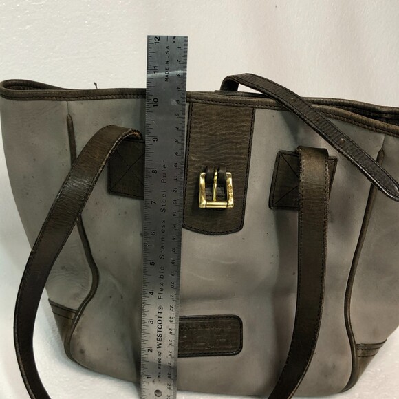 Dooney and Bourke Suede Gray Leather Strap Vintage Shoulder Bag - Picture 8 of 16